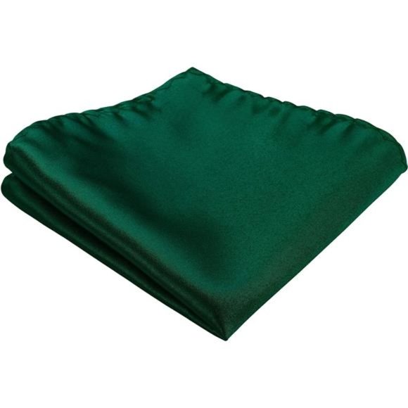Solid Green Tie Satin Color Formal Necktie and Pocket Square Sets in Gift Box - Picture 2 of 6